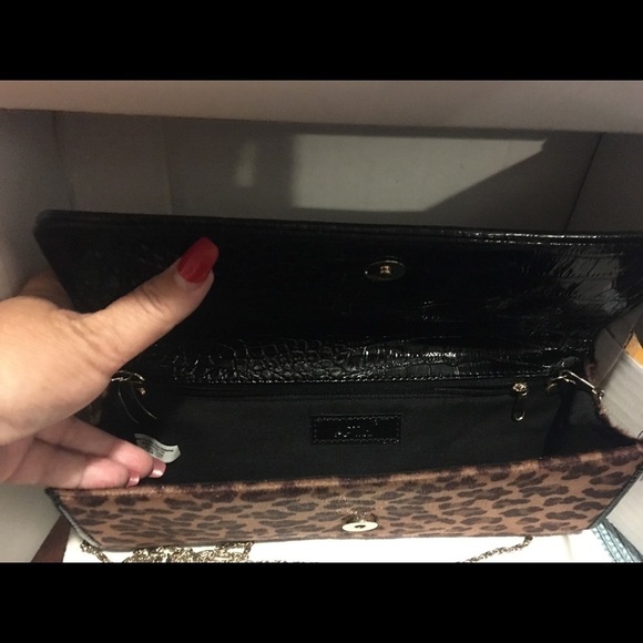 Party Clutch, Leopard Print, Brown & Black gold chain, clutch apt 9 - Picture 4 of 5